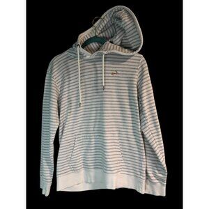 Ladies Cuffys Cape Cod Striped Hoodie M White & Gray Cotton Blend Long Sleeve